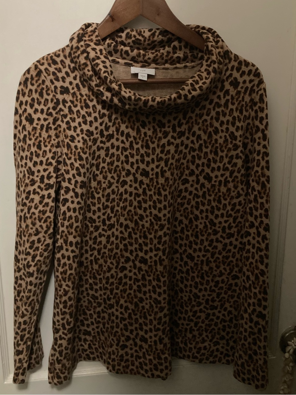 J. Jill Leopard small Print Cowl Neck Sweatshirt - Brown & Black